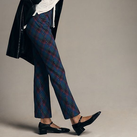 Anthropologie The Margot Kick-Flare Cropped Pants by Maeve: Plaid Edition - Picture 1 of 9
